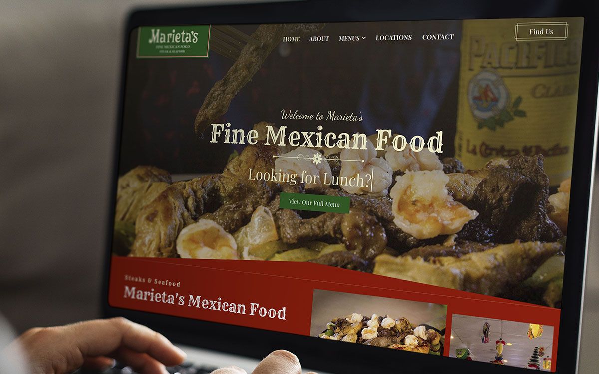 Marietas Mexican Food website view 